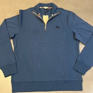 Brand new pale indigo men’s quarter zip Burberry sweatshirt